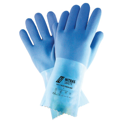 NITRAS BLUE POWER GRIP, rukavice na ochranu proti chemikáliím, modré