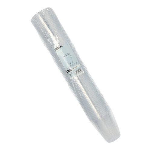 Stoh Starpak 75 pohárů na pití, PS průhledný s pěnovým okrajem, zabalený v průhledném plastovém obalu s bílou etiketou, na které jsou uvedeny údaje o produktu.