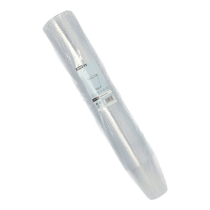 Stoh Starpak 75 pohárů na pití, PS průhledný s pěnovým okrajem, zabalený v průhledném plastovém obalu s bílou etiketou, na které jsou uvedeny údaje o produktu.