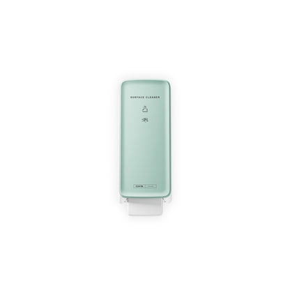 Přední panel CWS PureLine pro dávkovač Surface Cleaner/NT ve světle zelené barvě nabízí hygienické řešení se symboly a textem na přední straně, které jsou zobrazeny před bílým pozadím.