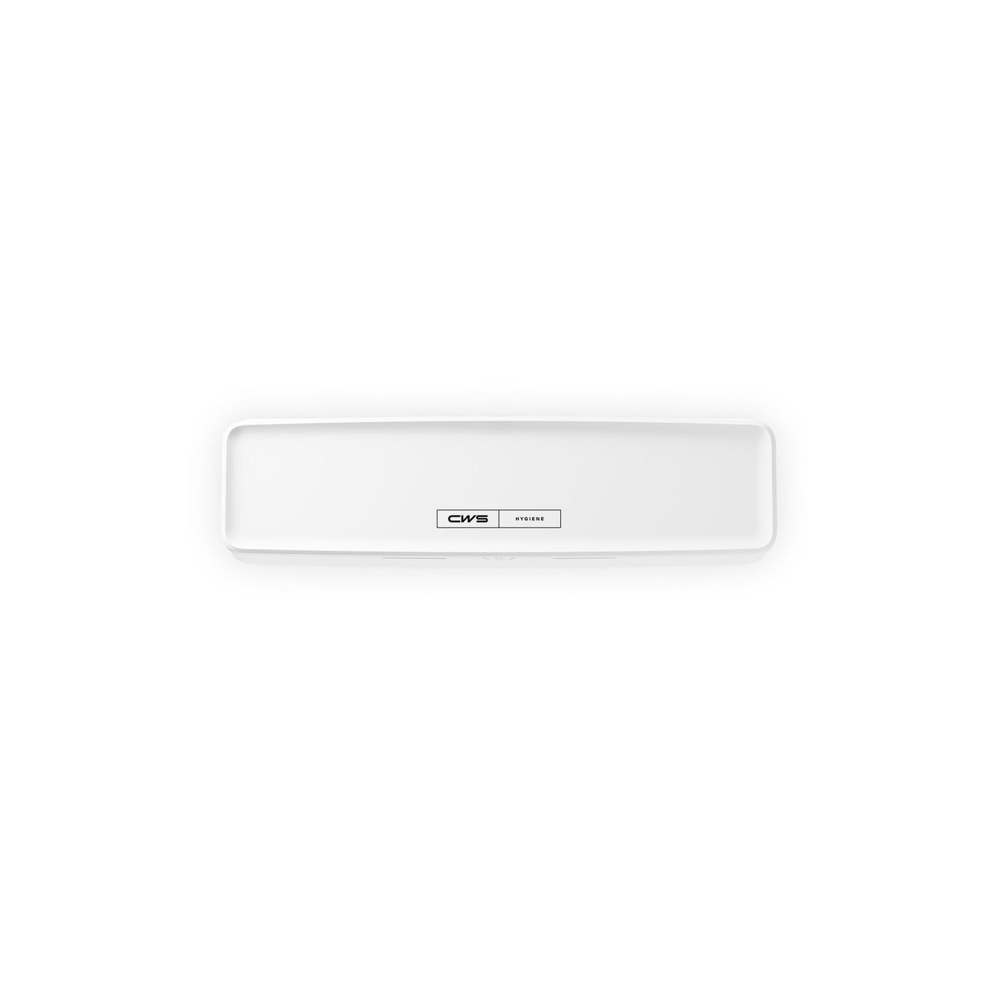 CWS PureLine AirBar | Balení (1 kus) od CWS je obdélníkové, bílé zařízení na čištění vzduchu se zaoblenými rohy a centrální etiketou s logem, které bylo fotografováno na jednoduchém bílém pozadí, aby se zdůraznila funkce hygienického čištění vzduchu v místnosti.