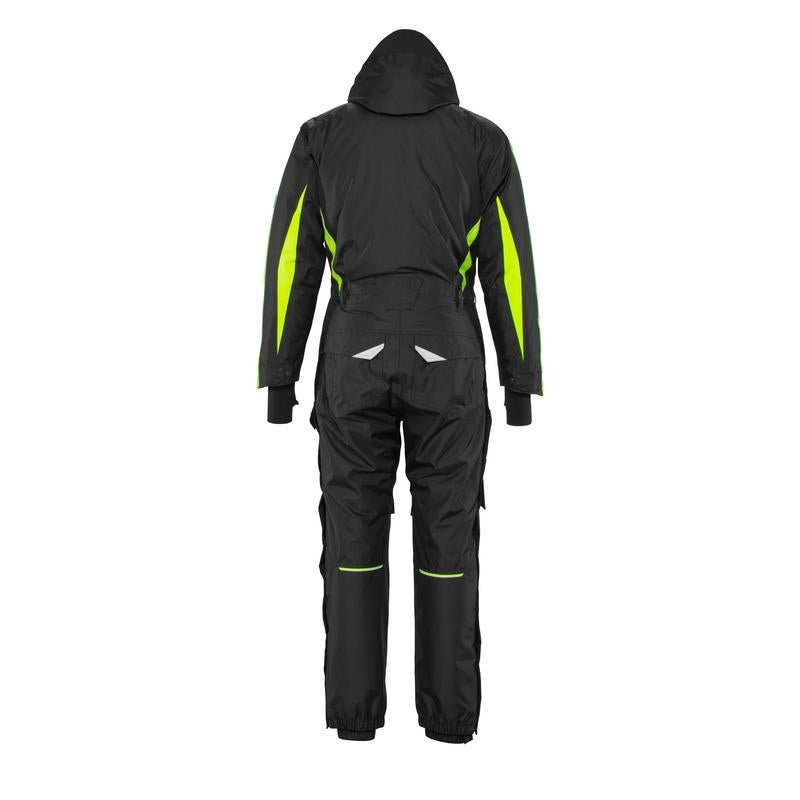Overal s kapsami na kolenou, lehká zimní kombinace, černá/hi-vis žlutá