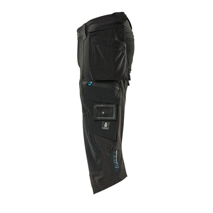 Tříčtvrteční kalhoty, kapsy na zavěšení, strečové tříčtvrteční kalhoty, černé