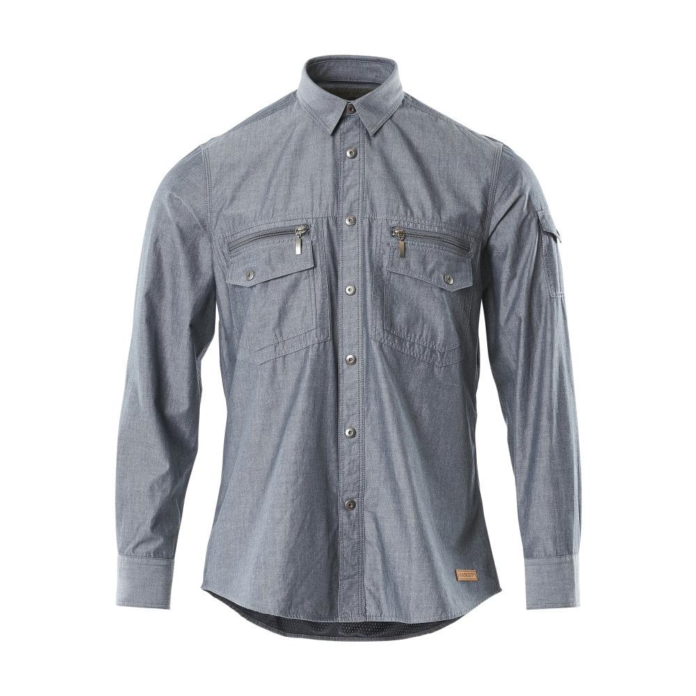 Košile Chambray se síťovanou podšívkou, sepraný tmavý denim