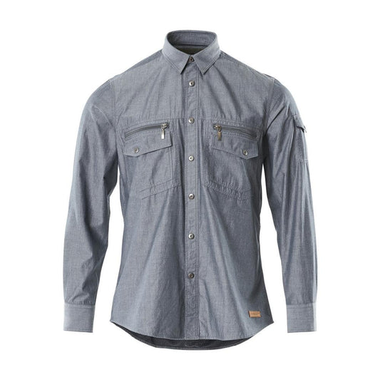 Košile Chambray se síťovanou podšívkou, sepraný tmavý denim