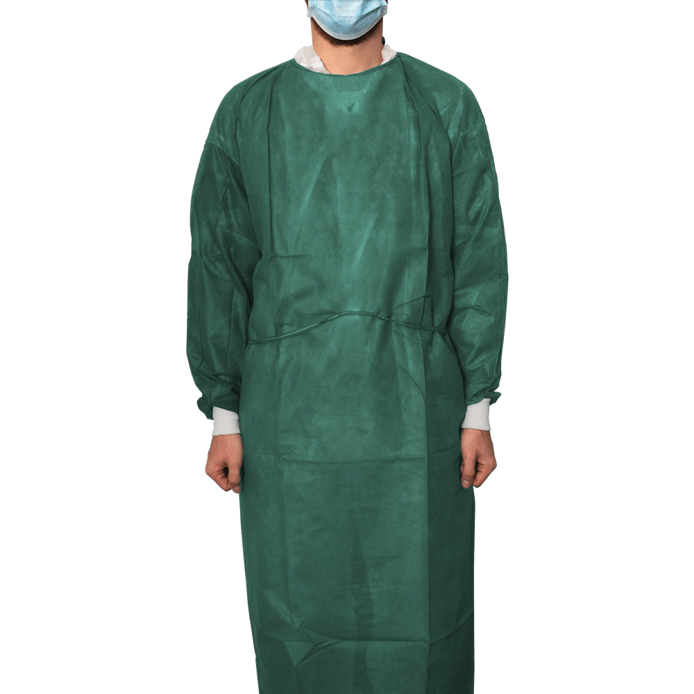 MaiMed-Coat Protect Comfort, ochranný plášť z fleecu s bavlněnými manžetami, d.-zelená, délka 136cm, 10 kusů/bal. | Balení (10 kusů)