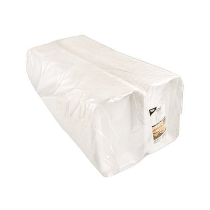 Balíček se 100 bílými univerzálními krabicemi Starpak s klopovým víkem (XPS, 1800 ml, 7,5 x 24 x 13,3 cm), zabalený ve smršťovací fólii a na jednom konci opatřený viditelnou etiketou Starpak.