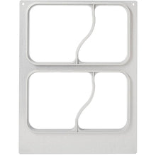 Kazeta DF15/25 2-Komp. f. PP/M BK Menú miska 1146 ml od Duni GmbH má dvě velké obdélníkové přihrádky se zakřivenými přepážkami, zaoblenými rohy, kartáčovanou strukturou a dvěma šroubovými otvory v horních rozích - ideální pro gastronomii nebo catering.