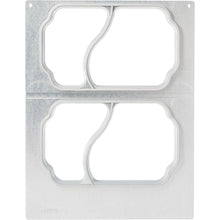 Kovová vysekávací šablona společnosti Duni GmbH pro kazetu DF15/25 2-komp. pro PP-misku Take Away 700/400 ml (2-užitečná) disponuje dvěma obdélníkovými rámy se zakřivenými dělicími příčkami a vlnitými okraji, ideální pro potřeby balení v gastronomii.