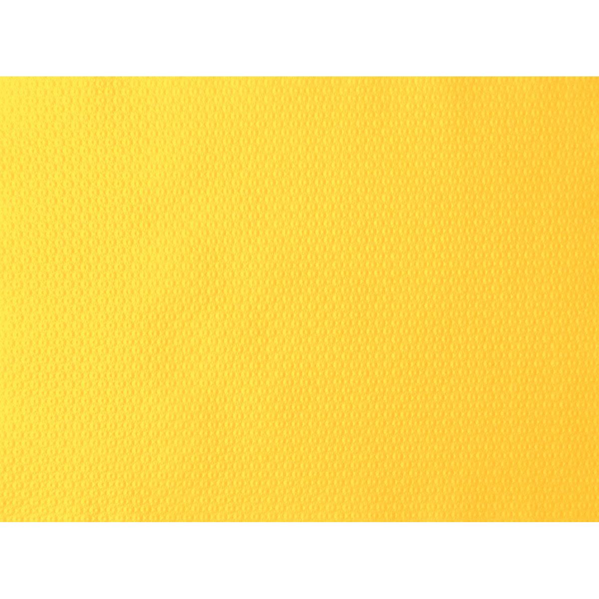 Detailní záběr na strukturovaný povrch papírových prostírání Duni GmbH 30x40 cm v žluté barvě (balení 500 kusů), které ukazuje jemný vzor malých, rovnoměrně rozložených, vyvýšených bodů - ideální pro slavnostní příležitosti a oslavy.