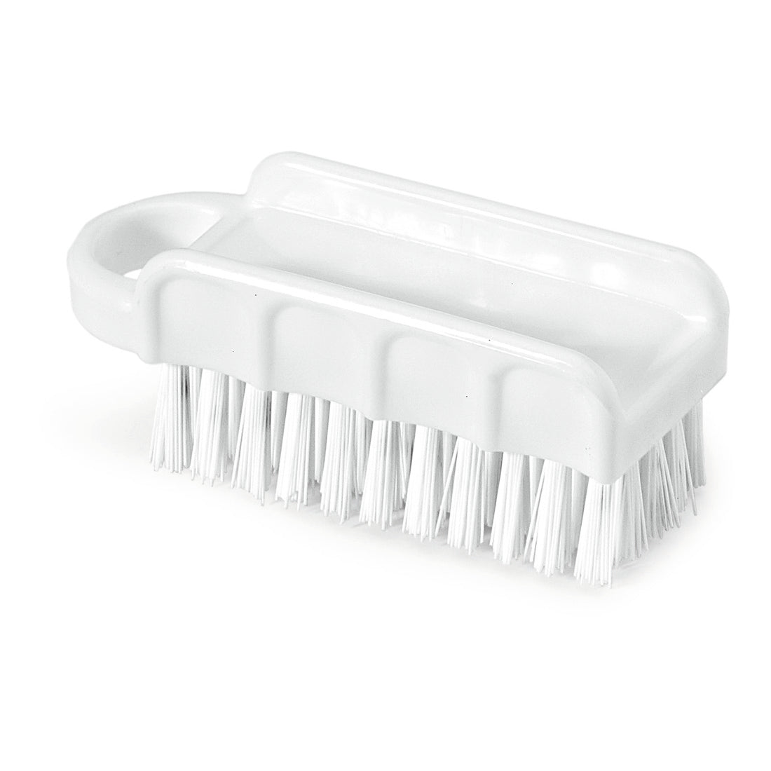 Nölle Profi Brush HACCP kartáček na nehty 15,5 cm od Nölle Profi Brush Bürsten- & Pinseltechnik e.K. je bílý plastový kartáč s rukojetí a směrem dolů namířenými 0,5 mm tvrdými štětinami pro čištění povrchů.