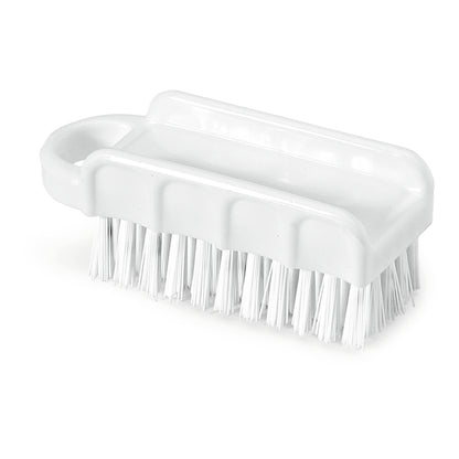 Nölle Profi Brush HACCP kartáček na nehty 15,5 cm od Nölle Profi Brush Bürsten- & Pinseltechnik e.K. je bílý plastový kartáč s rukojetí a směrem dolů namířenými 0,5 mm tvrdými štětinami pro čištění povrchů.