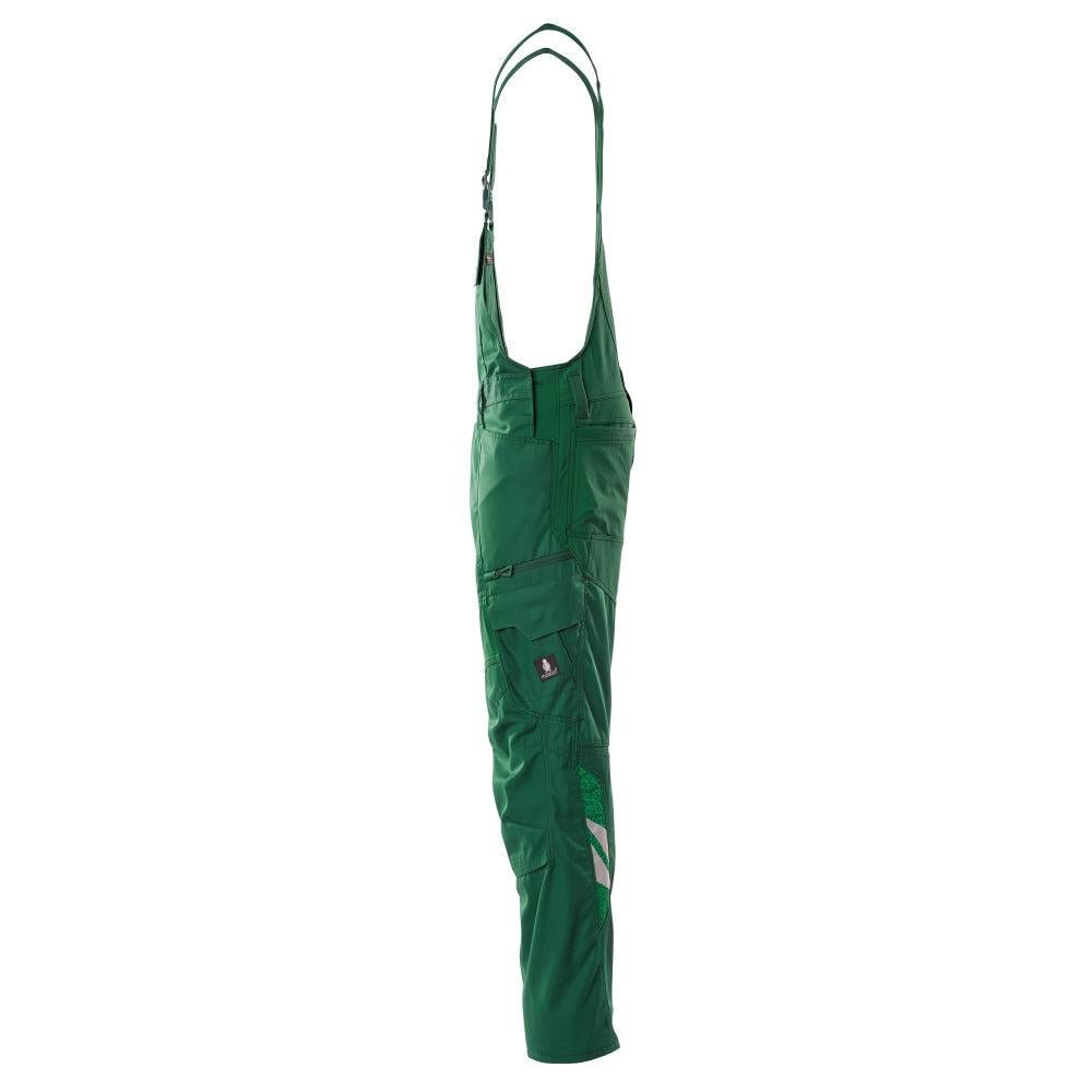 Dungarees, kolenní kapsy, strečové vsadky Dungarees, zelené