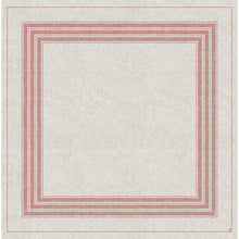 Die Dunisilk-Mitteldecken 84 x 84 cm Cocina bordeaux von Duni GmbH haben einen beige strukturierten Hintergrund und dünne rote Linien, die konzentrische Quadrate bilden - ideal als elegante Tischdekoration oder für stilvolle Lagenbordüreffekte. Die Packung enthält 20 Stück.