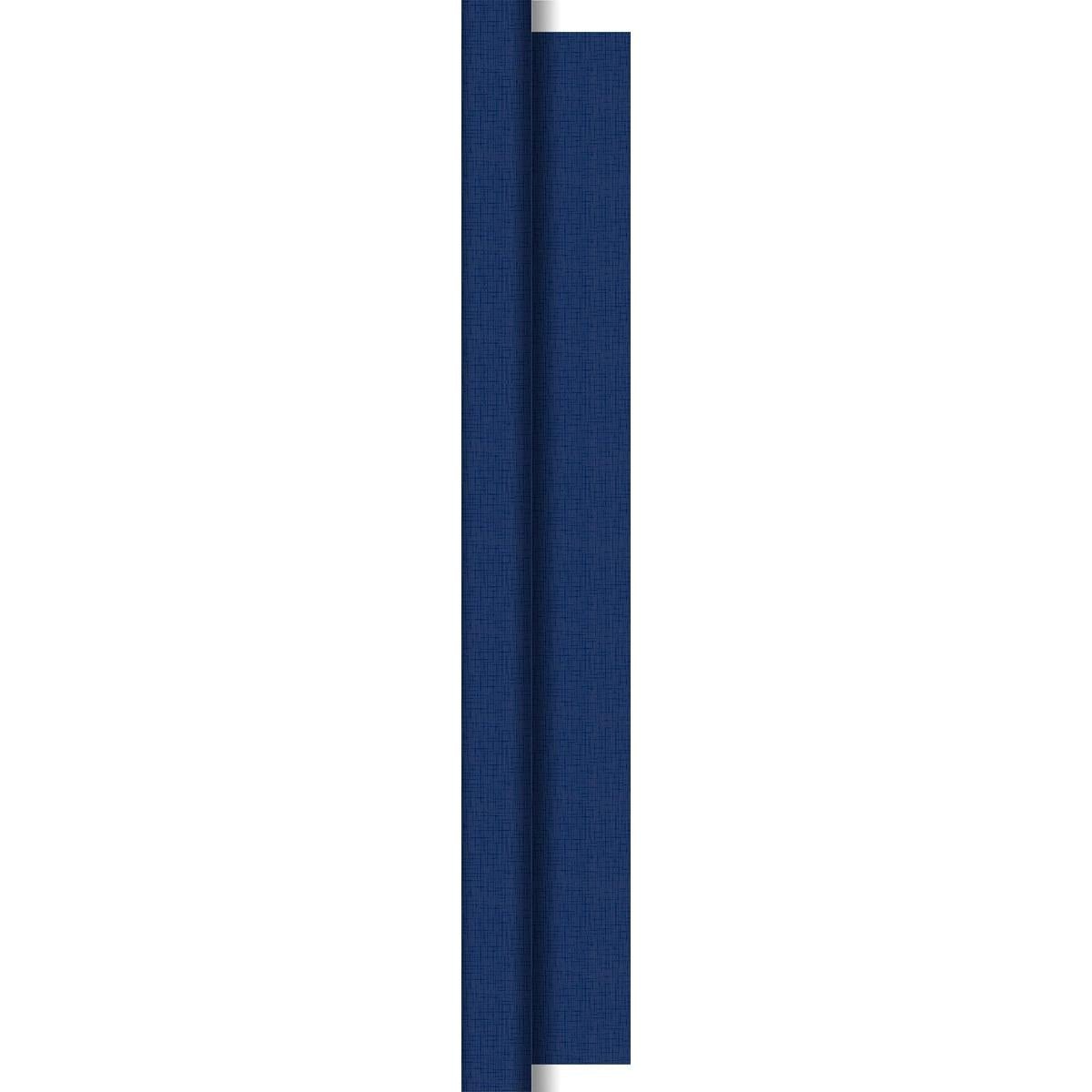 Vertikální modrý strukturální panel s tenkým stříbrným okrajem a stínovým efektem, inspirovaný rolemi ubrusů Dunisilk 1,18 m x 25 m od společnosti Duni GmbH, které se často používají v gastronomii pro elegantní stolní dekorace.