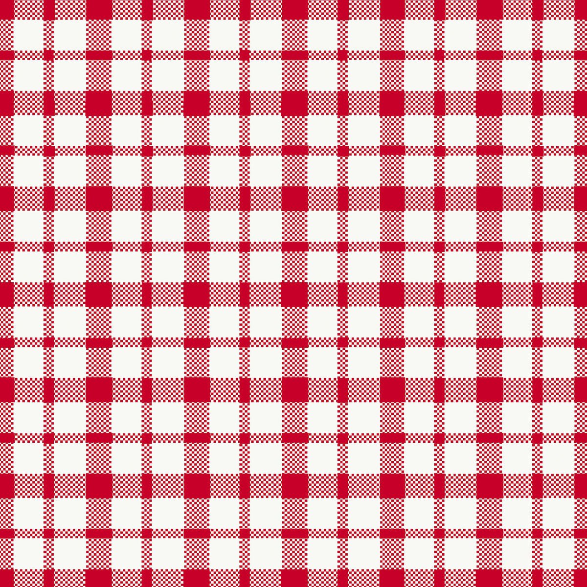 Červeno-bílá kostka s rovnoměrně probíhajícími liniemi tvoří čtverce a obdélníky na těchto vysoce kvalitních Dunisoft ubrouscích 40 x 40 cm 1/4 skládání od Duni GmbH.