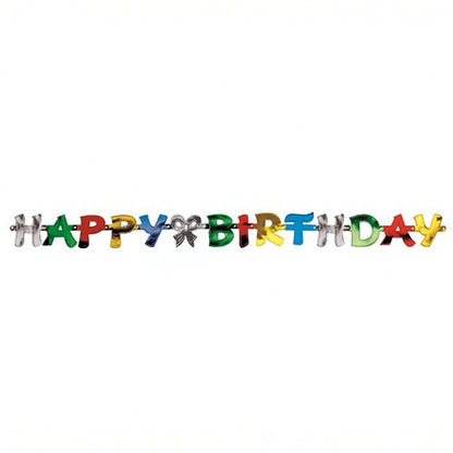 Řetěz s pozdravem "Happy Birthday" (1,4 m) od PAPSTAR GmbH je pestrobarevný banner s barevnými písmeny - ideální slavnostní dekorace pro každou narozeninovou oslavu. Je dodáván v jednotlivém balení a na bílém pozadí vypadá obzvlášť krásně.