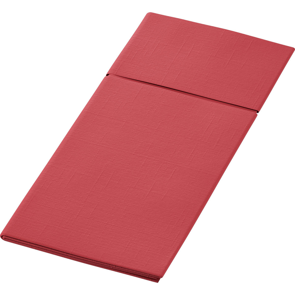 Duniletto 480 x 400 mm od Duni GmbH je obdélníkový, složený červený paspart s jemným strukturovaným vzorem, perfektní jako elegantní kapsa na příbory a stolní doplněk pro stylově prostřené stoly.