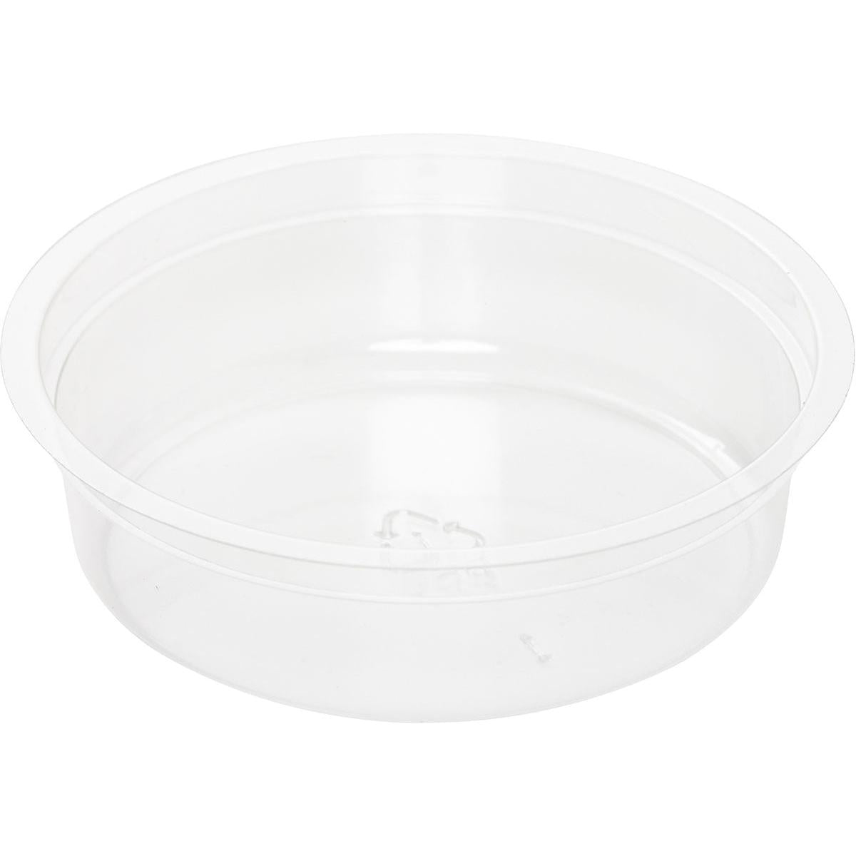 Nasazení Duni GmbH pro sklenice Crystal 120 ml rPET nádoby (balení 30 kusů), průhledné a kulaté bez víka, je zobrazeno na bílém pozadí.