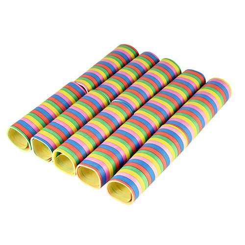 Deset PAPSTAR serpentýn 4 m "Stripes" (nehořlavá fólie) od PAPSTAR GmbH s barevnými pruhy - ideální party dekorace.