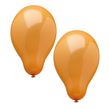 Zwei orange PAPSTAR 10 Luftballons Ø 25 cm von PAPSTAR GmbH aus hochwertigem Latex sind vor weißem Hintergrund aufgeblasen und glänzend zu sehen – ideal als Dekoration.