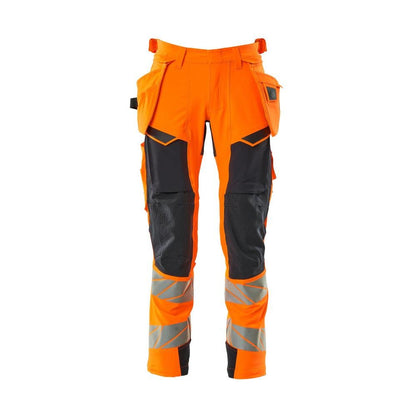 Kalhoty s kapsami na zavěšení, kalhoty ULTIMATE STRETCH, vysoce oranžová/černo-modrá
