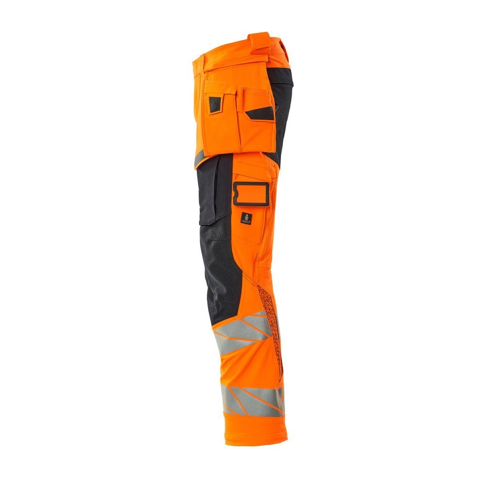 Kalhoty s kapsami na zavěšení, kalhoty ULTIMATE STRETCH, vysoce oranžová/černo-modrá