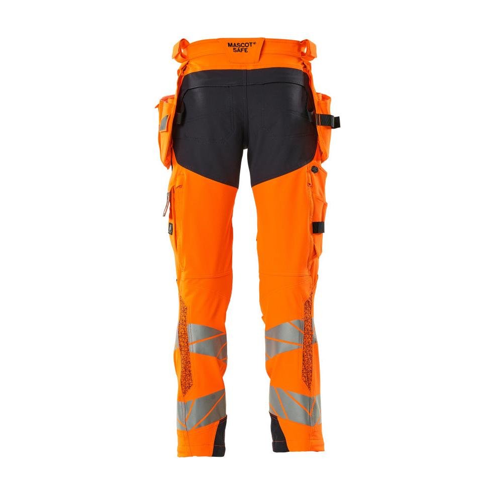 Kalhoty s kapsami na zavěšení, kalhoty ULTIMATE STRETCH, vysoce oranžová/černo-modrá