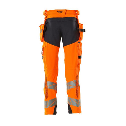 Kalhoty s kapsami na zavěšení, kalhoty ULTIMATE STRETCH, vysoce oranžová/černo-modrá