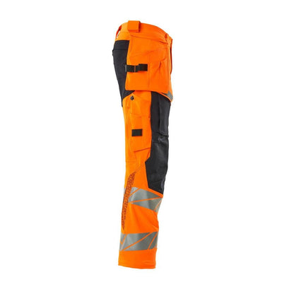 Kalhoty s kapsami na zavěšení, kalhoty ULTIMATE STRETCH, vysoce oranžová/černo-modrá