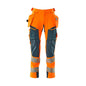 Kalhoty s kapsami na zavěšení, kalhoty ULTIMATE STRETCH, hi-vis oranžová/tmavá petrolejová