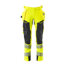 Kalhoty s kapsami na zavěšení, kalhoty ULTIMATE STRETCH, hi-vis žlutá/černo-modrá
