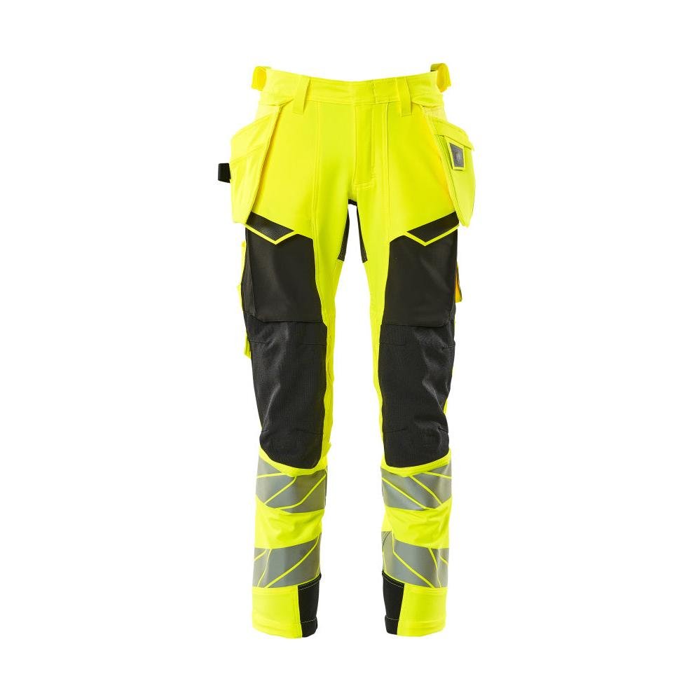 Kalhoty s kapsami na zavěšení, kalhoty ULTIMATE STRETCH, hi-vis žlutá/černá