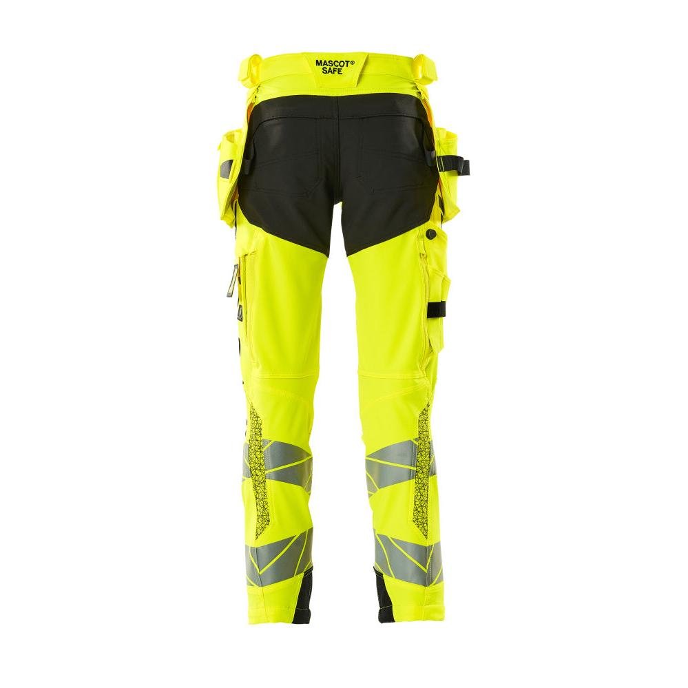 Kalhoty s kapsami na zavěšení, kalhoty ULTIMATE STRETCH, hi-vis žlutá/černá