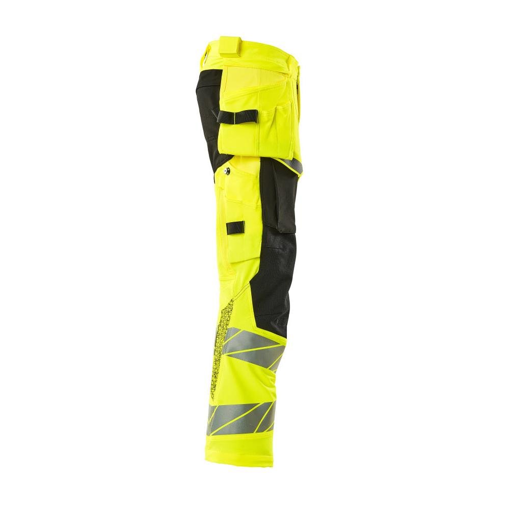 Kalhoty s kapsami na zavěšení, kalhoty ULTIMATE STRETCH, hi-vis žlutá/černá