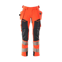Kalhoty s kapsami na zavěšení, kalhoty ULTIMATE STRETCH, Hi-vis červená/černo-modrá