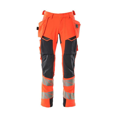 Kalhoty s kapsami na zavěšení, kalhoty ULTIMATE STRETCH, Hi-vis červená/černo-modrá
