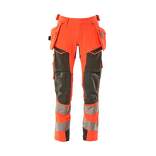 Kalhoty s kapsami na zavěšení, kalhoty ULTIMATE STRETCH, hi-vis červená/tmavě antracitová