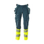 Kalhoty s kapsami na zavěšení, kalhoty ULTIMATE STRETCH, tmavě petrolejová/hi-vis žlutá