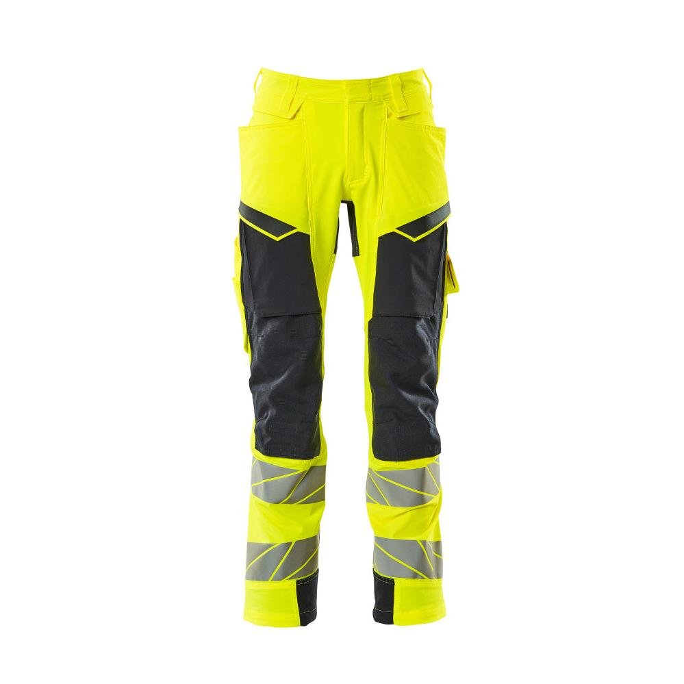 Kalhoty s kapsami na kolenou, kalhoty ULTIMATE STRETCH, hi-vis žlutá/černo-modrá