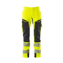 Kalhoty s kapsami na kolenou, kalhoty ULTIMATE STRETCH, hi-vis žlutá/černo-modrá