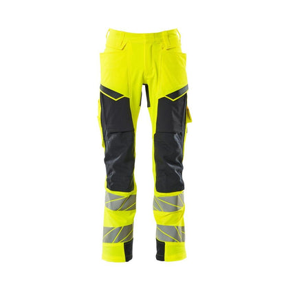 Kalhoty s kapsami na kolenou, kalhoty ULTIMATE STRETCH, hi-vis žlutá/černo-modrá