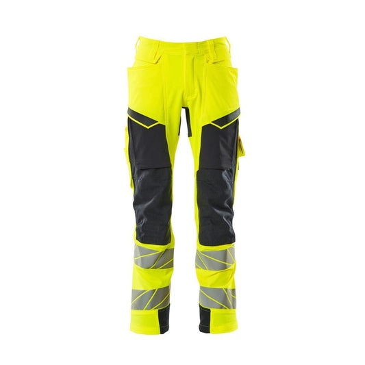 Kalhoty s kapsami na kolenou, kalhoty ULTIMATE STRETCH, hi-vis žlutá/černo-modrá