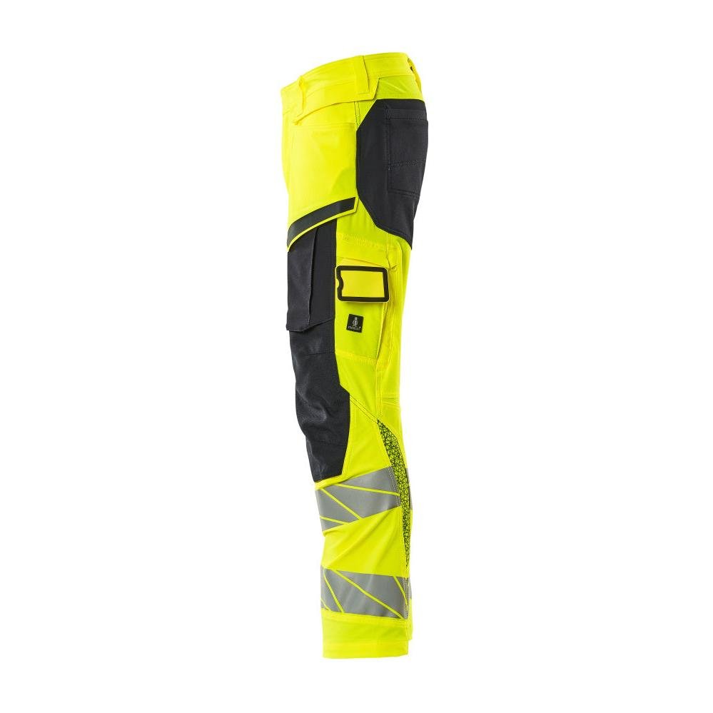 Kalhoty s kapsami na kolenou, kalhoty ULTIMATE STRETCH, hi-vis žlutá/černo-modrá