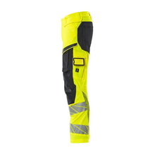 Kalhoty s kapsami na kolenou, kalhoty ULTIMATE STRETCH, hi-vis žlutá/černo-modrá