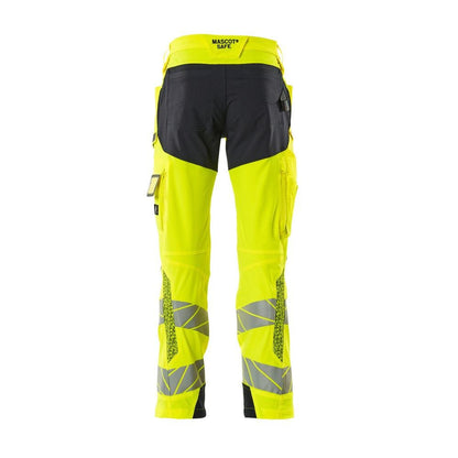 Kalhoty s kapsami na kolenou, kalhoty ULTIMATE STRETCH, hi-vis žlutá/černo-modrá