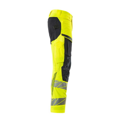 Kalhoty s kapsami na kolenou, kalhoty ULTIMATE STRETCH, hi-vis žlutá/černo-modrá