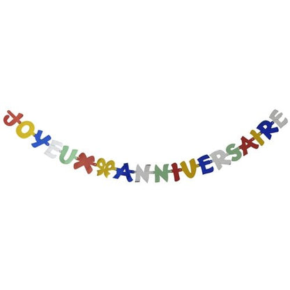 Řetěz "Joyeux Anniversaire" (1,9 m) od PAPSTAR GmbH je slavnostní papírový banner v zářivých barvách, ideální pro narozeninové dekorace. Každé písmeno je v jiném odstínu a seřazené za sebou, baleno v jedné části sáčku.