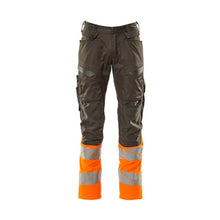 Kalhoty s kapsami na kolenou, kalhoty se strečovými vsadkami, tmavě antracitová/hi-vis oranžová