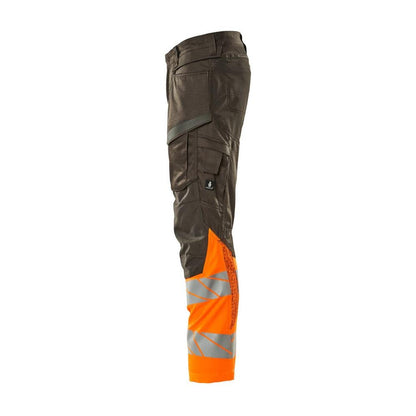 Kalhoty s kapsami na kolenou, kalhoty se strečovými vsadkami, tmavě antracitová/hi-vis oranžová